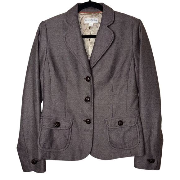 Banana Republic Brown Blazer single breasted button front women's 6 w/pockets - Picture 3 of 16